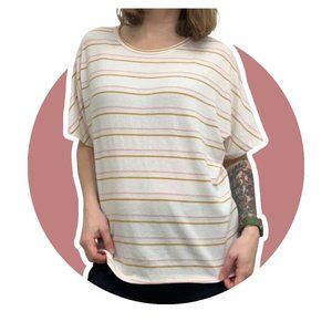 Everly Oversized Top Blouse Women's Large Short Dolman Sleeve Striped Shirt USA